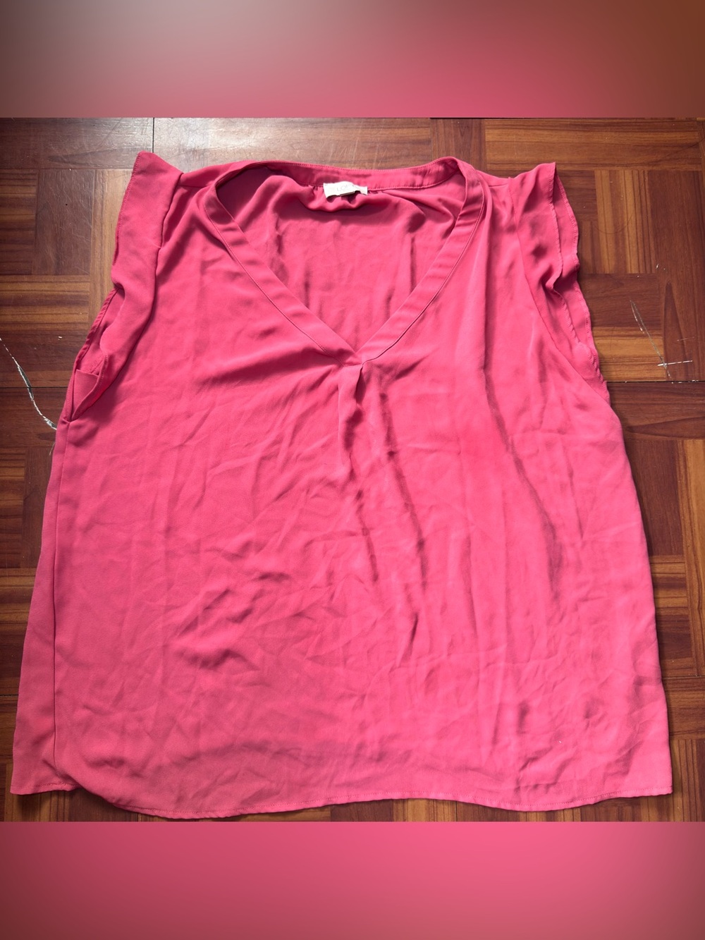LOFT Pink V-Neck Flutter Sleeve Blouse